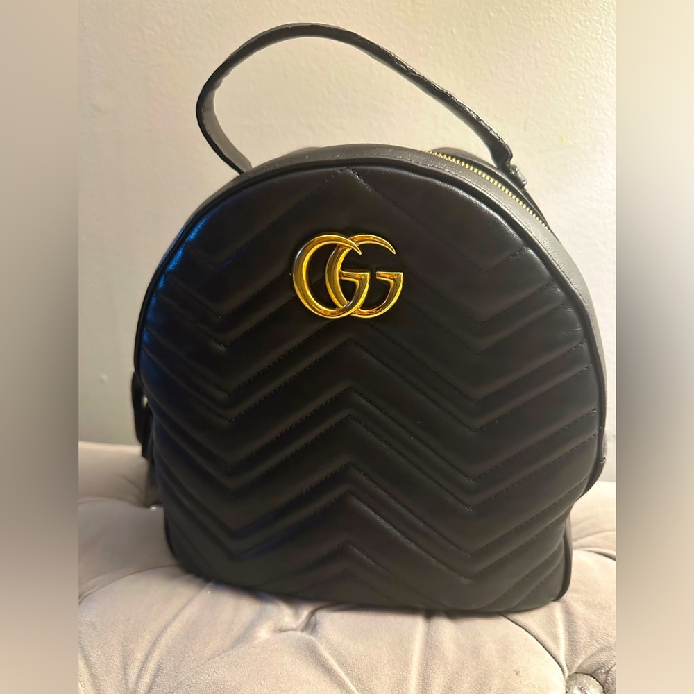 Gucci Calfskin Matelasse GG Marmont Backpack Black